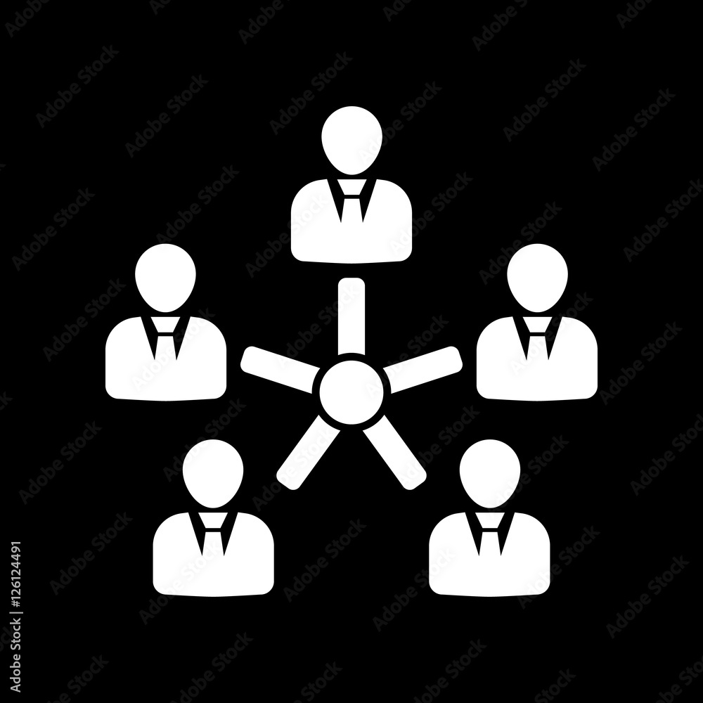 The management and teamwork icon. Team and group, teamwork, people, alliance, management symbol. UI. Web. Logo. Sign. Flat design. App.