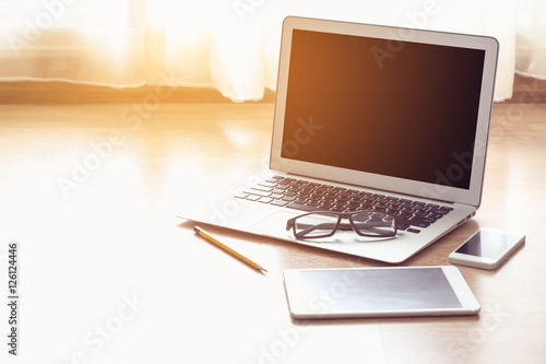 Office workplace - laptop tablet mobile phone