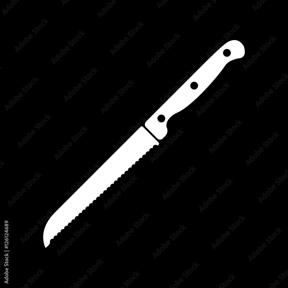 The knife for cutting bread icon. Knife and chef, kitchen symbol.UI. Web. Logo. Sign. Flat design. App. The knife for cutting bread icon. Knife and chef, kitchen symbol.UI. Web. Logo. Sign. Flat design. App.