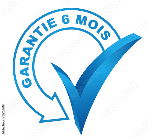 garantie 6 mois sur symbole validé bleu