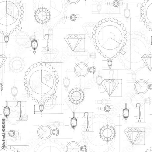Jewelry Production Sketch Seamless Pattern.