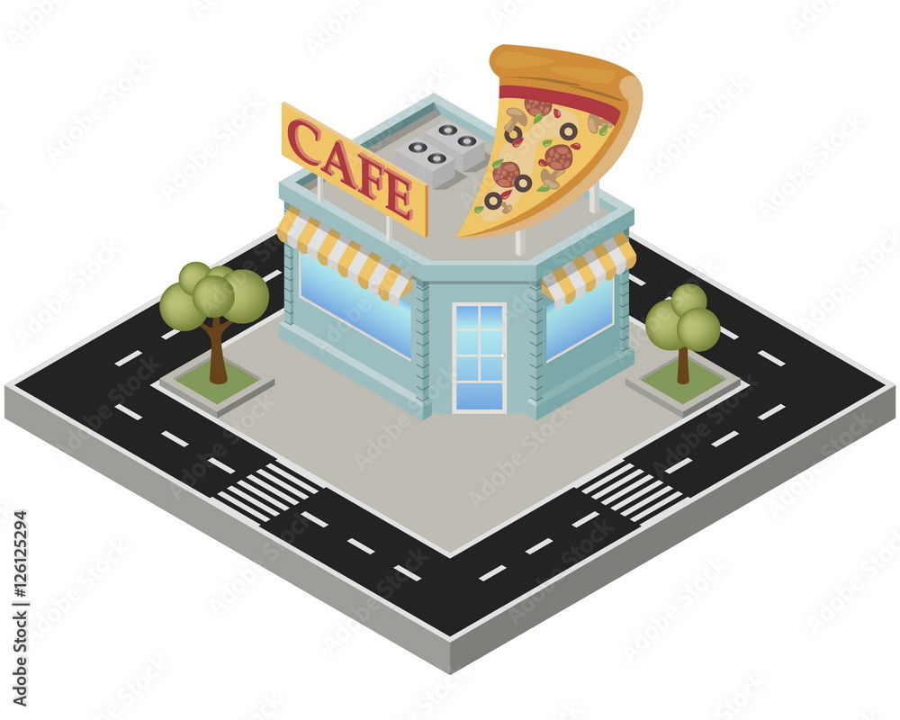 Isometric cafe building Isometric cafe building