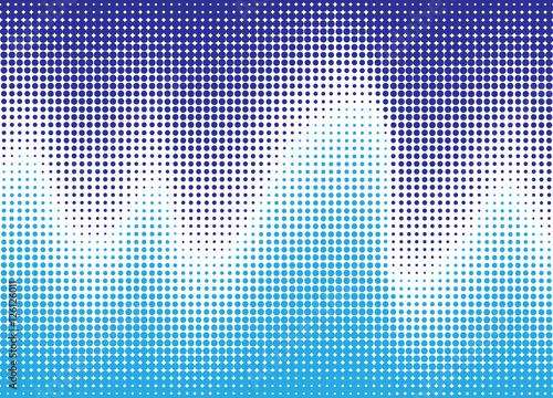 Abstract halftone wave in blue. Vector background