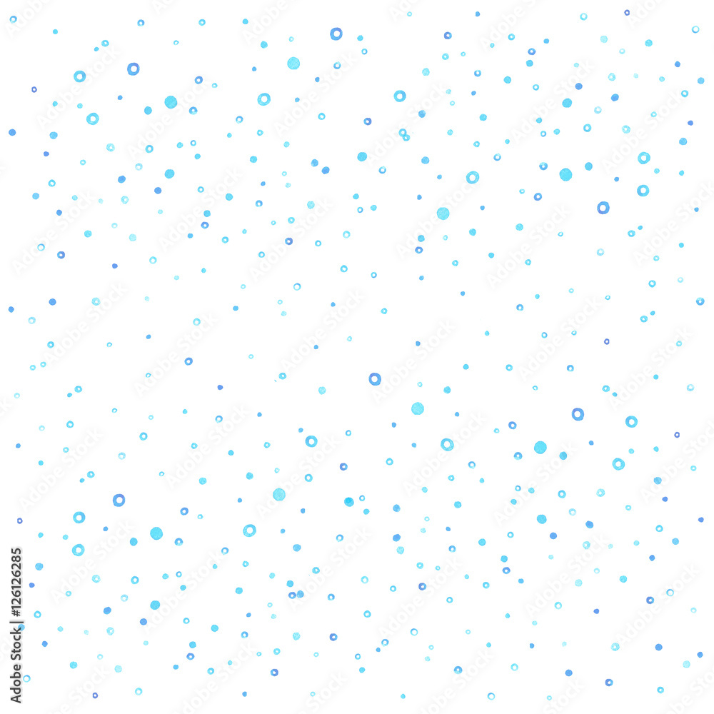 Winter time light blue snowfall watercolor hand painted isolated on white background. Winter background design.