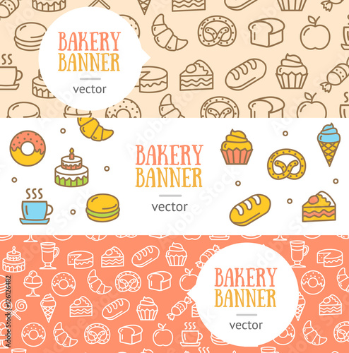 Bakery Banner Flyer Horizontal Set. Vector