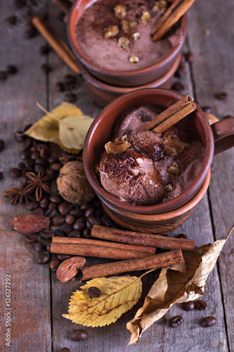 Chocolate ice cream with spices