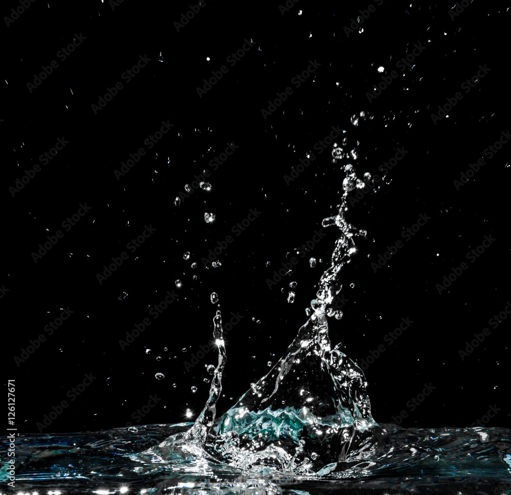 Water splash isolated on black background Water splash isolated on black background