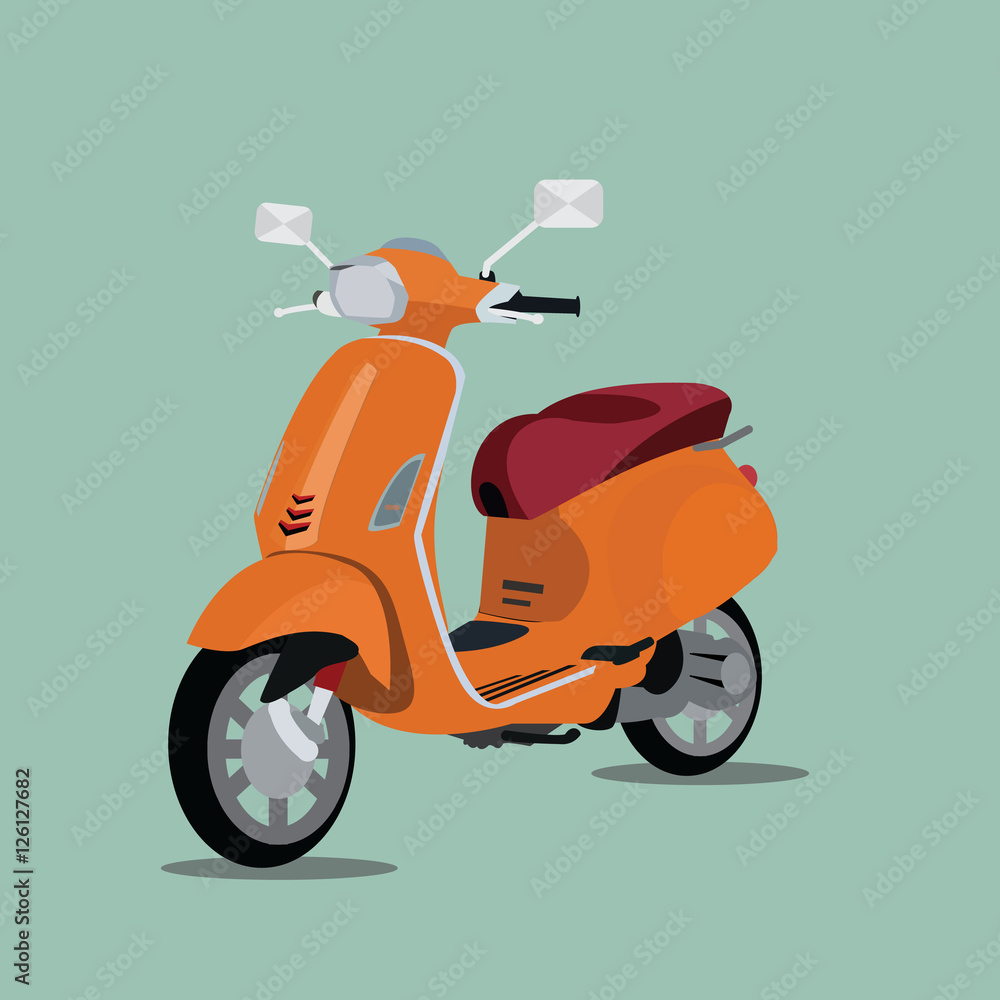 Fototapeta premium Italian orange scooter 3d
