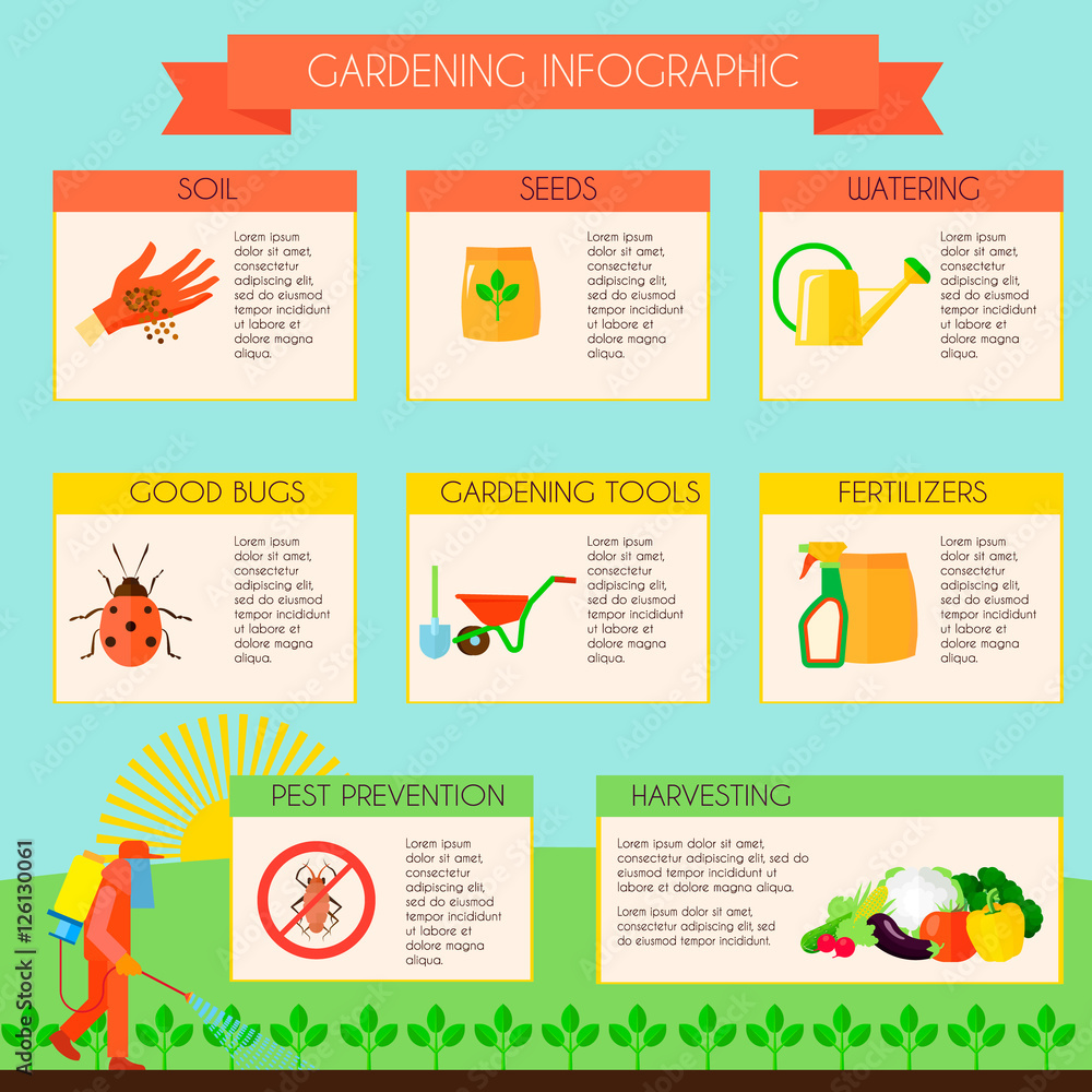 Naklejka premium Gardening Infographic Set 