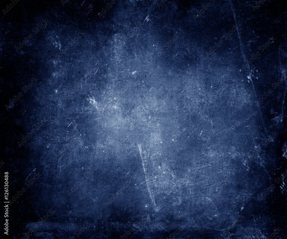 Blue Beautiful Grunge Wall Background, Dark Abstract Distressed Texture