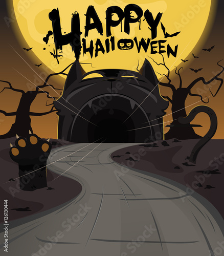 Fotografi Happy Halloween party poster yellow version without text