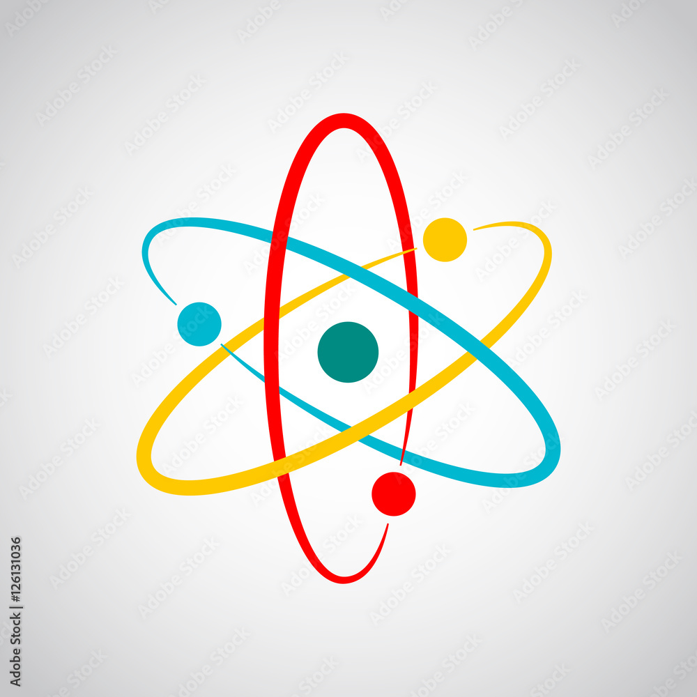 Colored atom icon. Vector illustration. - obrazy, fototapety, plakaty 