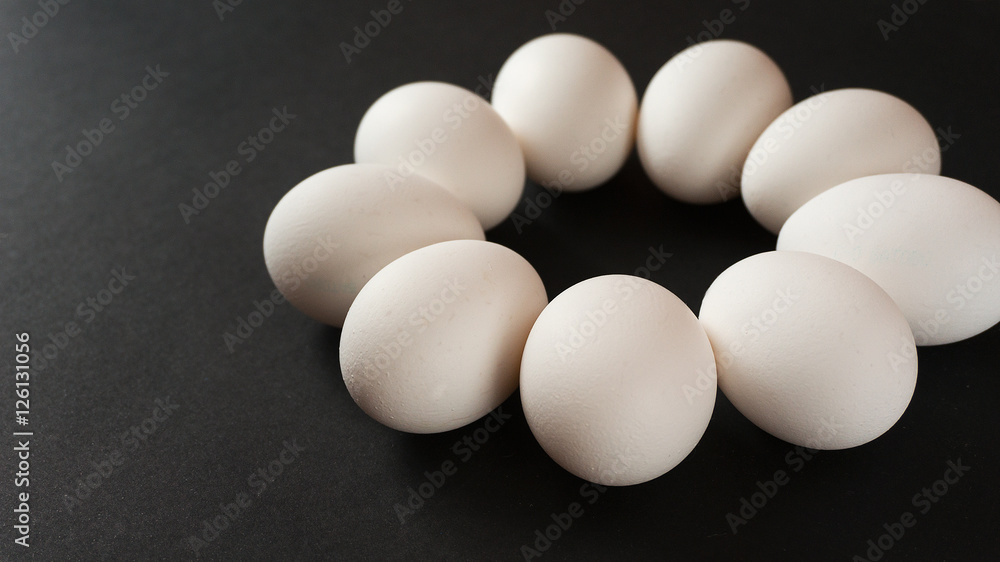 Eggs on black background Eggs on black background