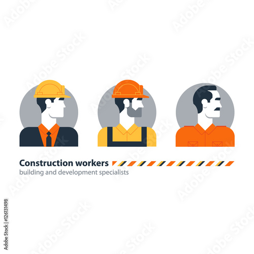 Builder man side view construction worker labor force, contractor occupation job