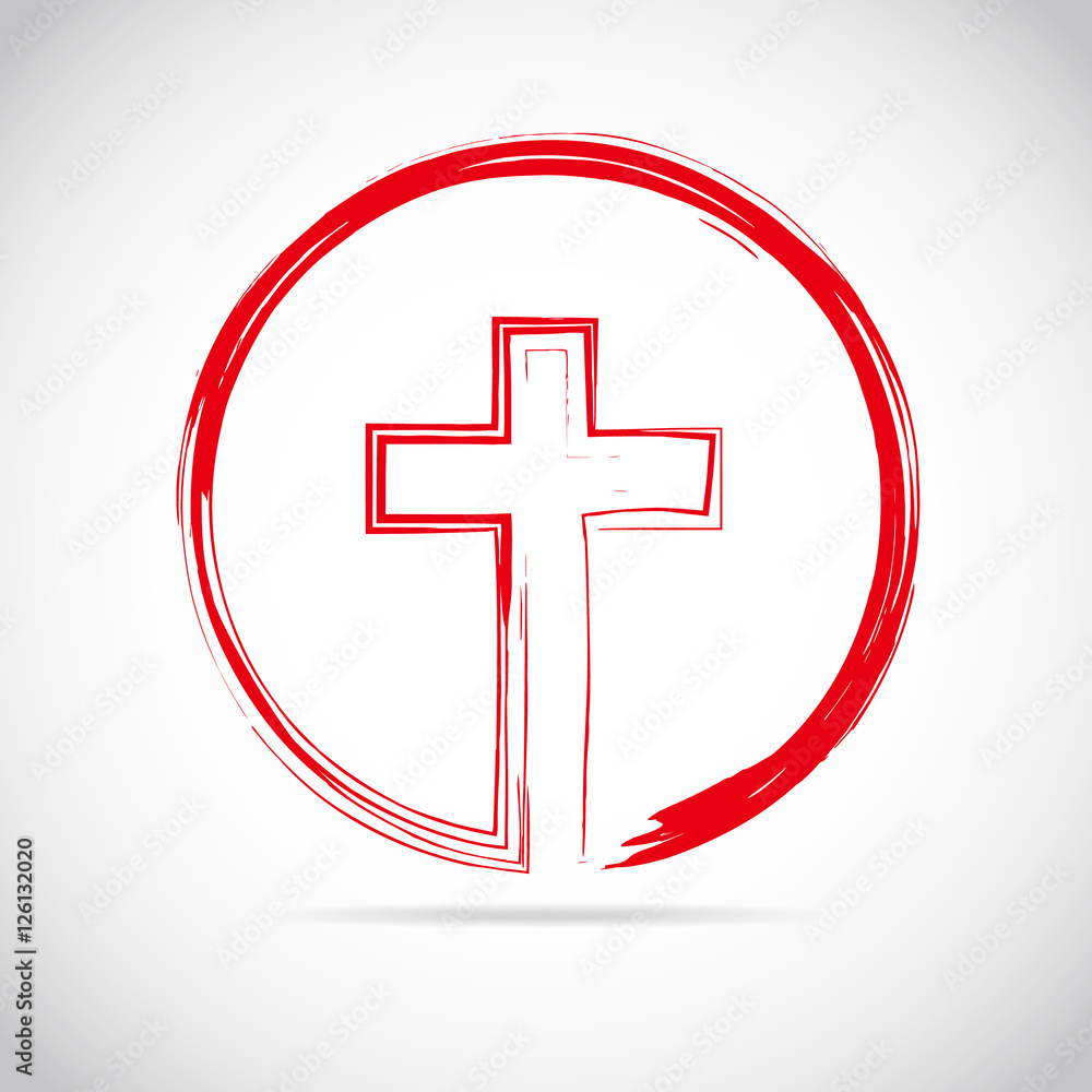 Fototapeta premium Red christian cross icon. Vector illustration.
