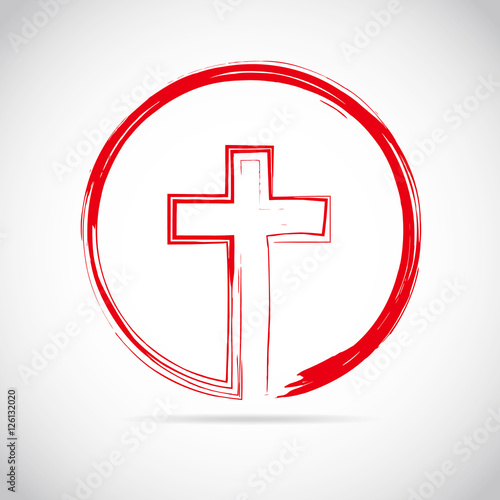 Red christian cross icon. Vector illustration.
