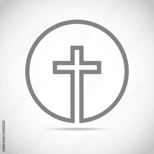Gray christian cross icon. Vector illustration.