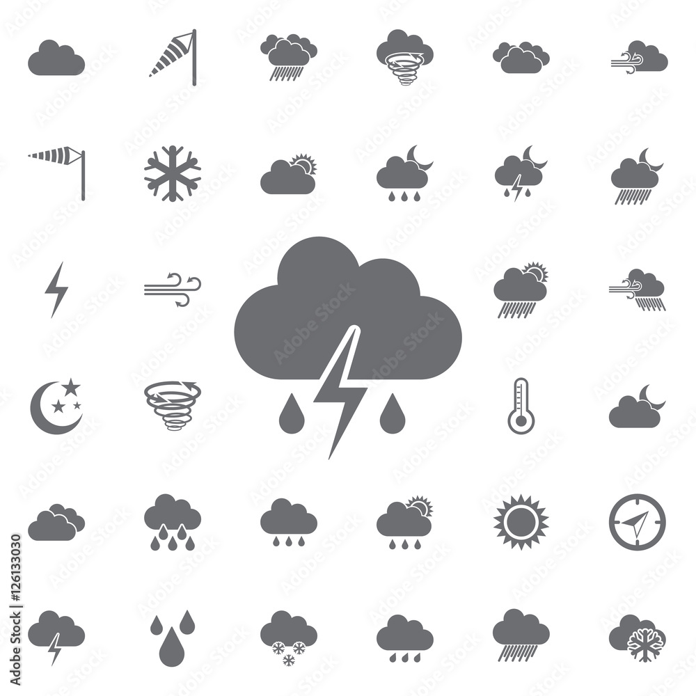 Thunder and cloudy icon. Thunder and cloudy icon.