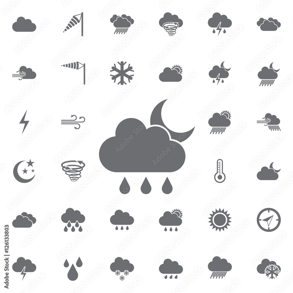 cloudy, rainy and lunar day icon cloudy, rainy and lunar day icon