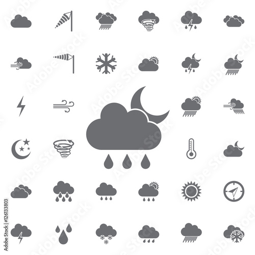 cloudy, rainy and lunar day icon