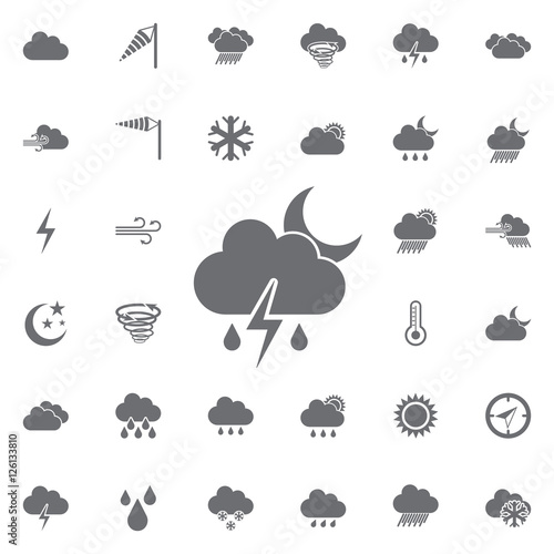 cloudy, rainy, thunder and lunar day icon