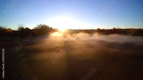 American farm, early morning fog photo