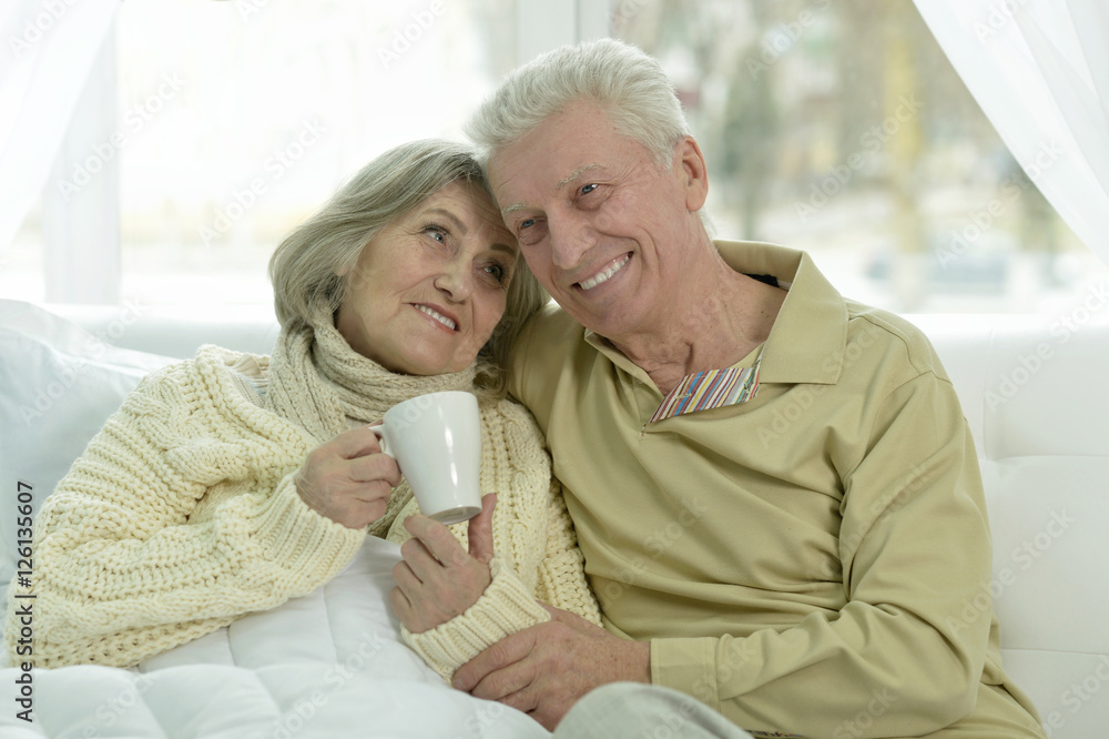 sick senior woman with her husband sick senior woman with her husband