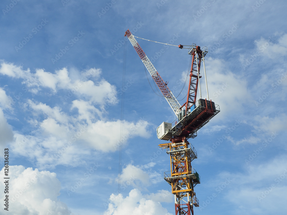 Crane and cloudy sky Crane and cloudy sky