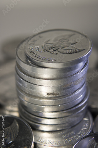 rupiah coins stack macro close up payment money photo