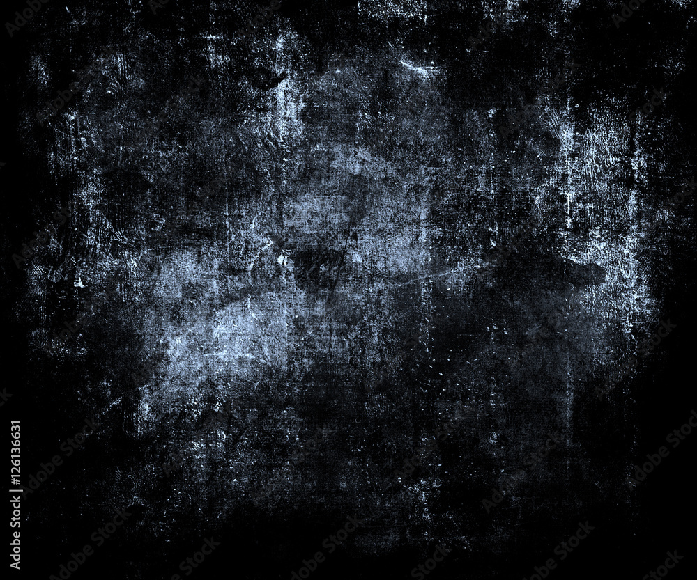 Dark Blue Grunge Scratched Wall. Scary Halloween Textured Background