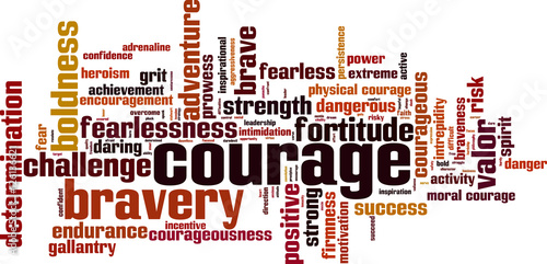Leinwand Poster Courage word cloud concept. Vector illustration