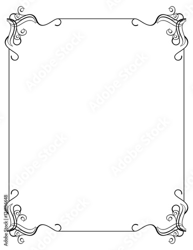 Black and white frame with floral silhouettes. Copy space. Vector clip art.