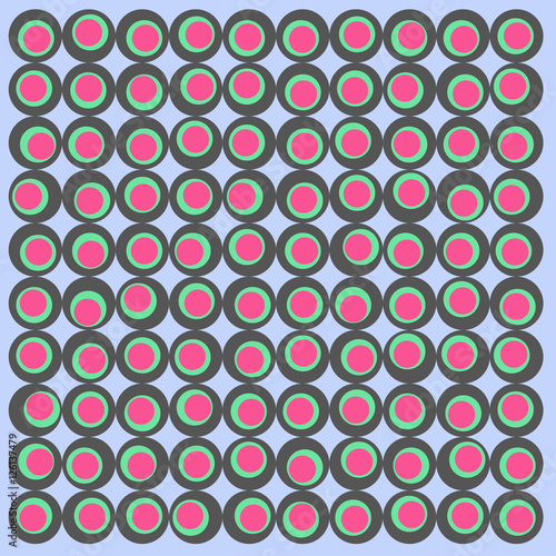 Fundo de mosaico azul com círculos de centros vermelhos