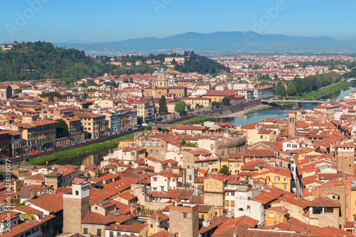 Panorama of the Florence city and Arno river and Ponte Vecchio
