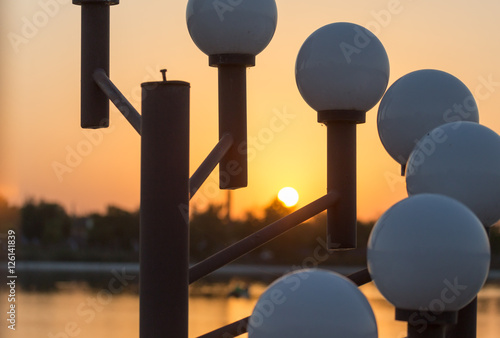 light poles at sunset