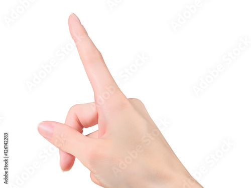 Female hand touching or poi...
