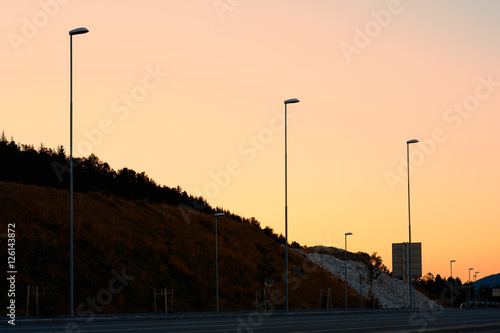 Evevning lampposts in Norway background photo