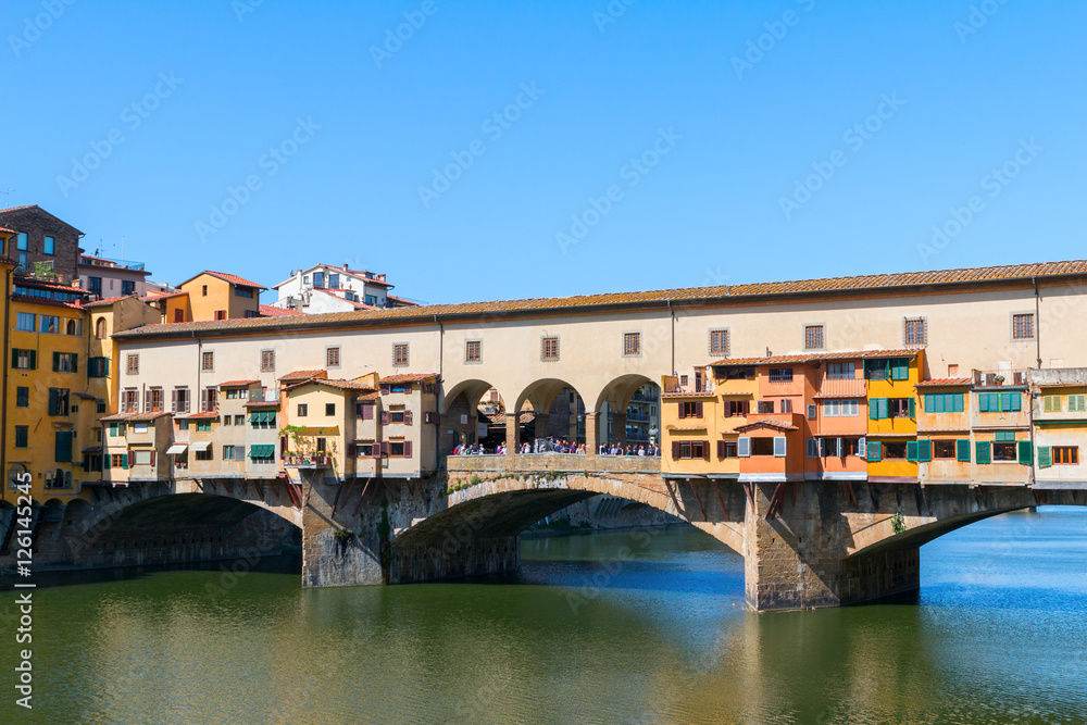 Florence town and the Ponte Vecchio bridge the Arno river