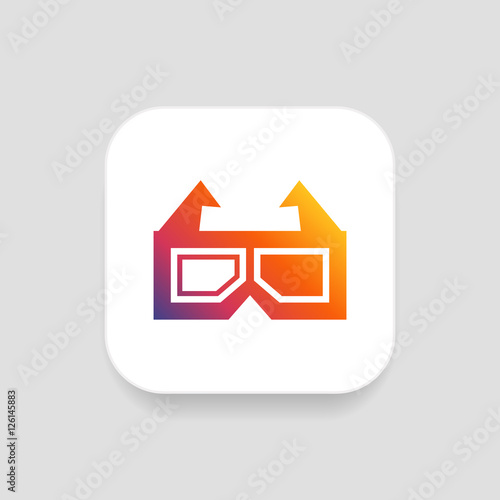 3d glasses icon vector, clip art. Also useful as logo, square app icon, web UI element, symbol, graphic image, transparent silhouette and illustration.