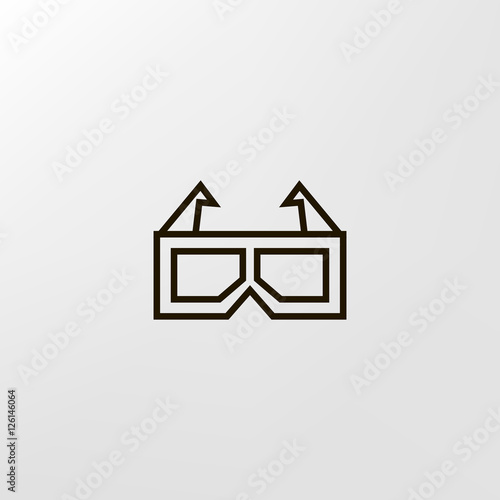 3d glasses icon vector, clip art. Also useful as logo, web UI element, symbol, graphic image, silhouette and illustration.