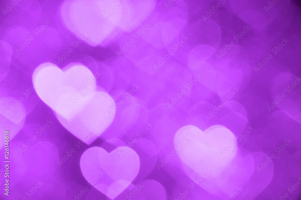 Fototapeta premium purple heart bokeh background photo, abstract holiday backdrop