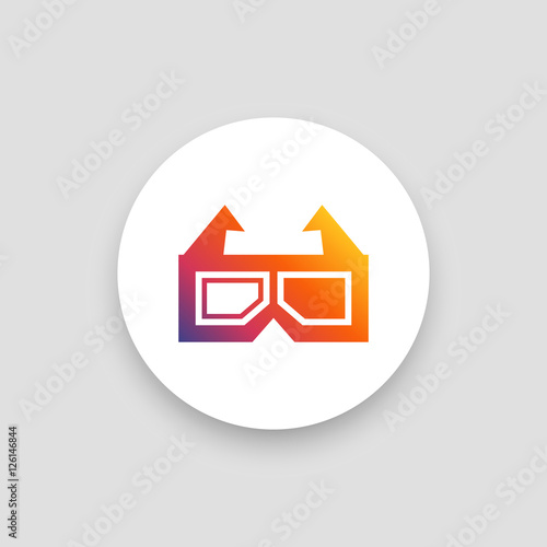 3d glasses icon vector, clip art. Also useful as logo, circle app icon, web UI element, symbol, graphic image, transparent silhouette and illustration.