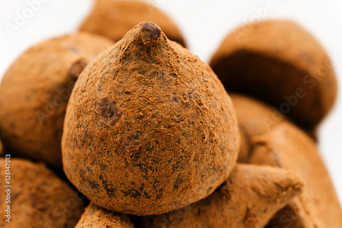 Truffle chocolate candy close-up. photo