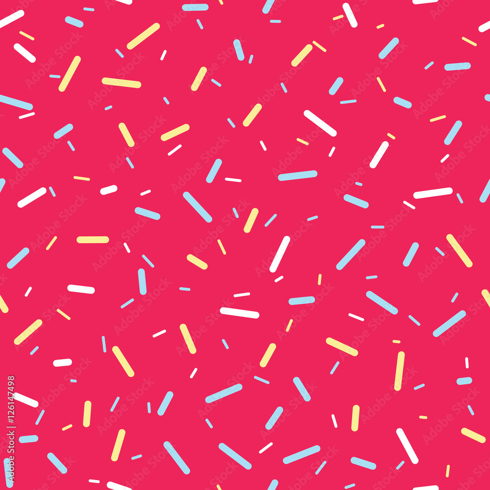 Donut glaze seamless pattern. Cream texture with topping of colorful sprinkles and beads on pink background. Food bakery decoration. Vector eps8 illustration. Donut glaze seamless pattern. Cream texture with topping of colorful sprinkles and beads on pink background. Food bakery decoration. Vector eps8 illustration.