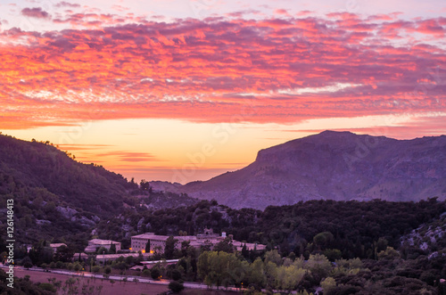 Santuari de Lluc at sunset  Majorca  Balearic Islands  Spain