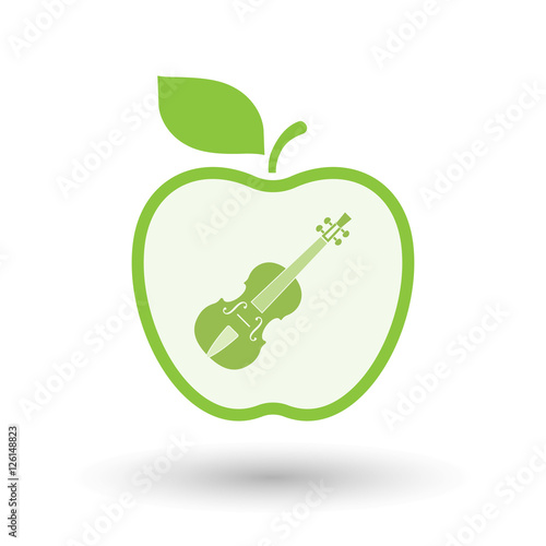 Isolated healthy apple fruit with  a violin