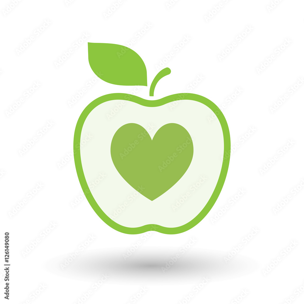 Isolated healthy apple fruit with the heart poker playing card Isolated healthy apple fruit with the heart poker playing card