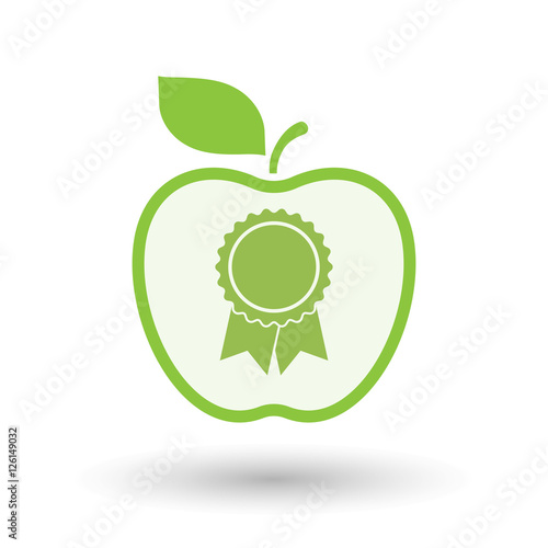 Isolated healthy apple fruit with  a ribbon award