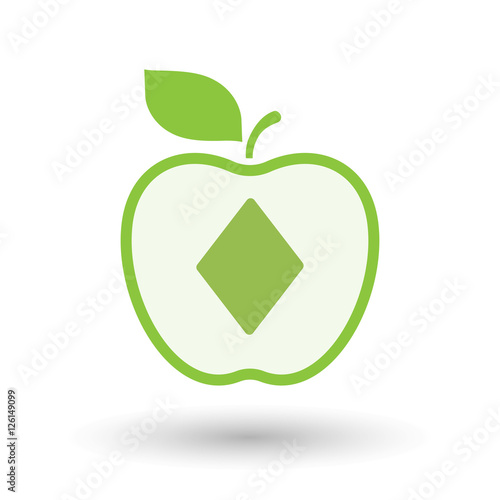 Isolated healthy apple fruit with  the  diamond  poker playing c