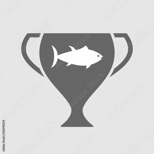 Isolated award cup icon with  a tuna fish